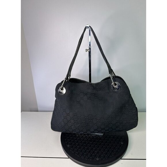 Gucci Handbags - GUCCI GG Canvas Hand Bag Black Silver 121023 Auth bs20186